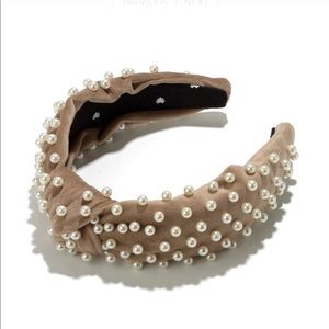 Lele Sadoughi Desert Tan and Pearl Headband NWT